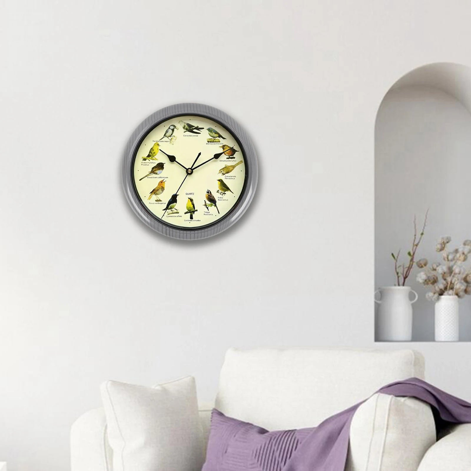 VogelZang - Reloj de pared Zingende Vogel de 10 pulgadas para decoración de hogar elegante