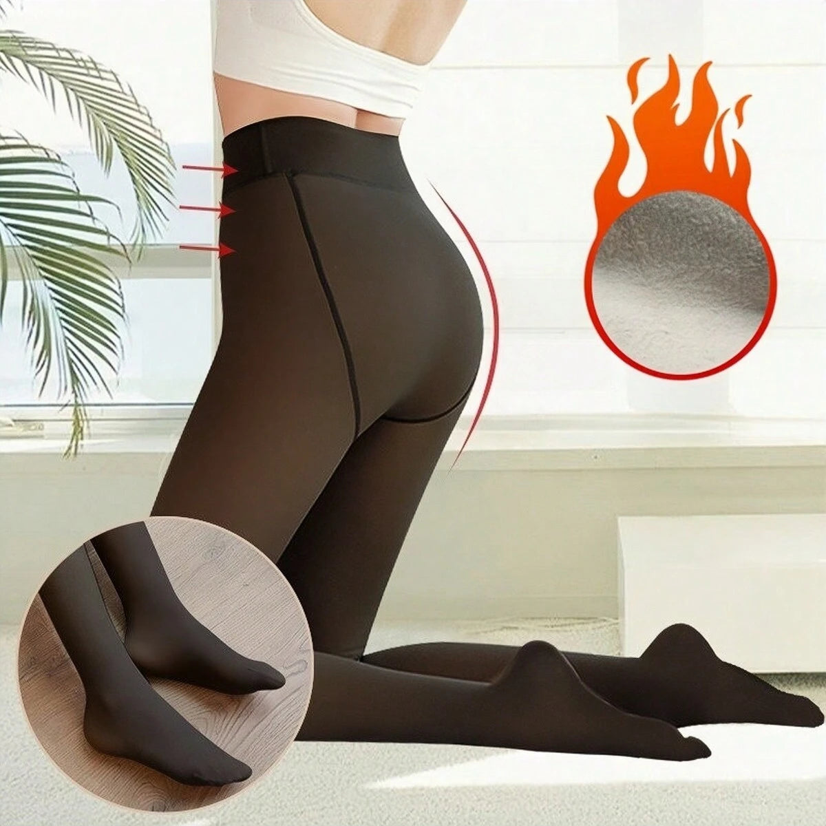 Leggings Termici Donna Fodera Pile Proprietà Riscaldanti