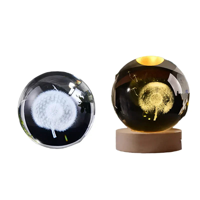 LumiCrystal - 3D LED Nachtlamp met Sterrenprojectie en Houten Basis