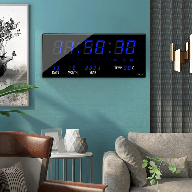 Stylish LED Wall Clock made of Plastic and Mirror Glass