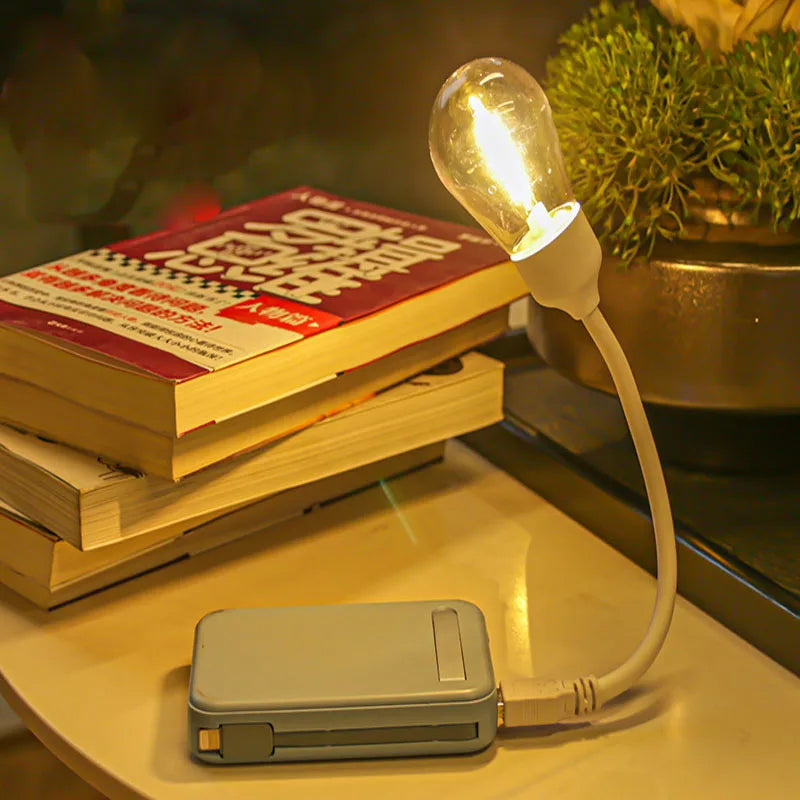 FlexiGlow - Candeeiro Noturno LED USB Giratório – Candeeiro de Leitura Flexível para Viagem