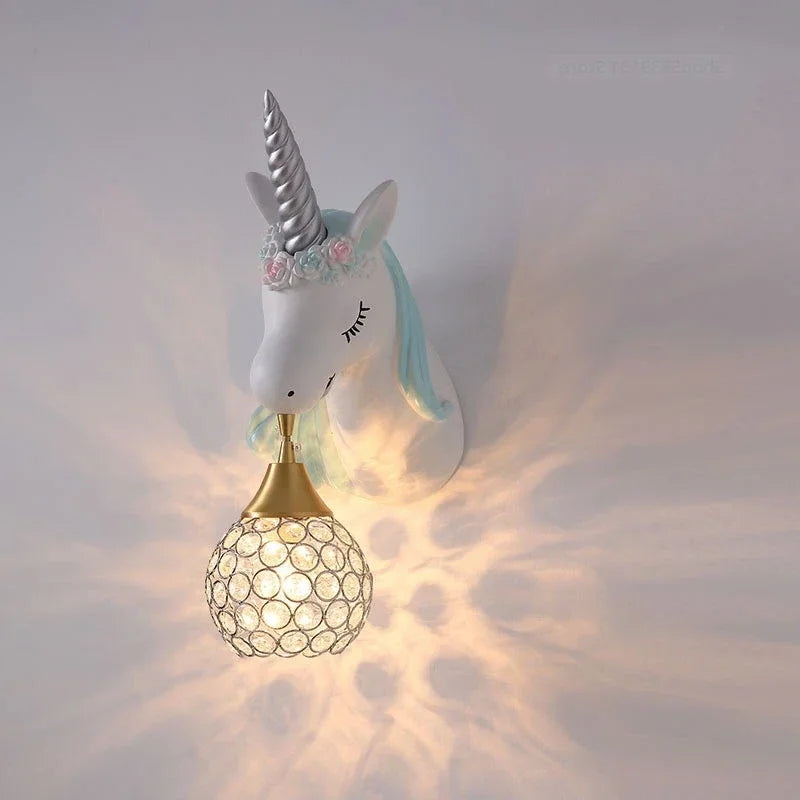 UnicornLicht - Lámpara de pared para habitación infantil moderna con dibujos animados