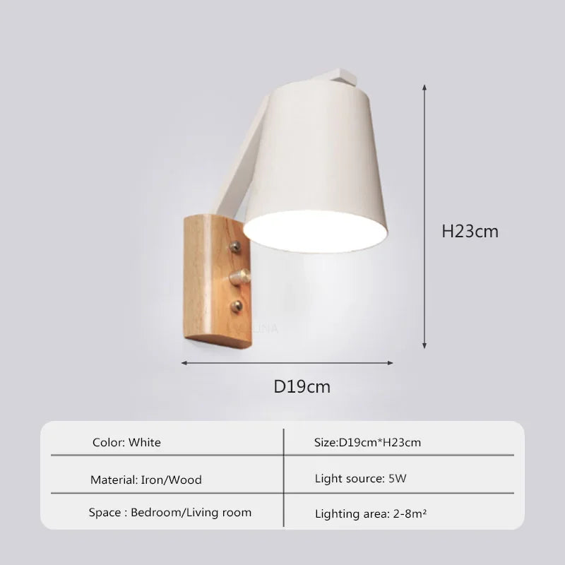 HoutLicht - Lámpara de pared LED con interruptor Lámpara de noche Decoración para sala de estar