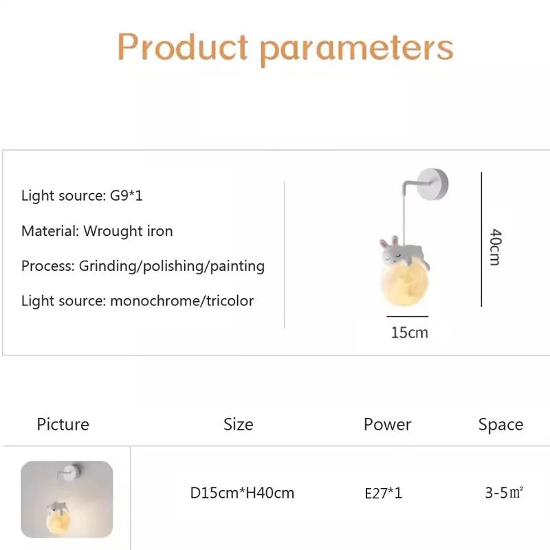 MoonGlow - Lámpara de pared LED creativa para dormitorio y habitación infantil