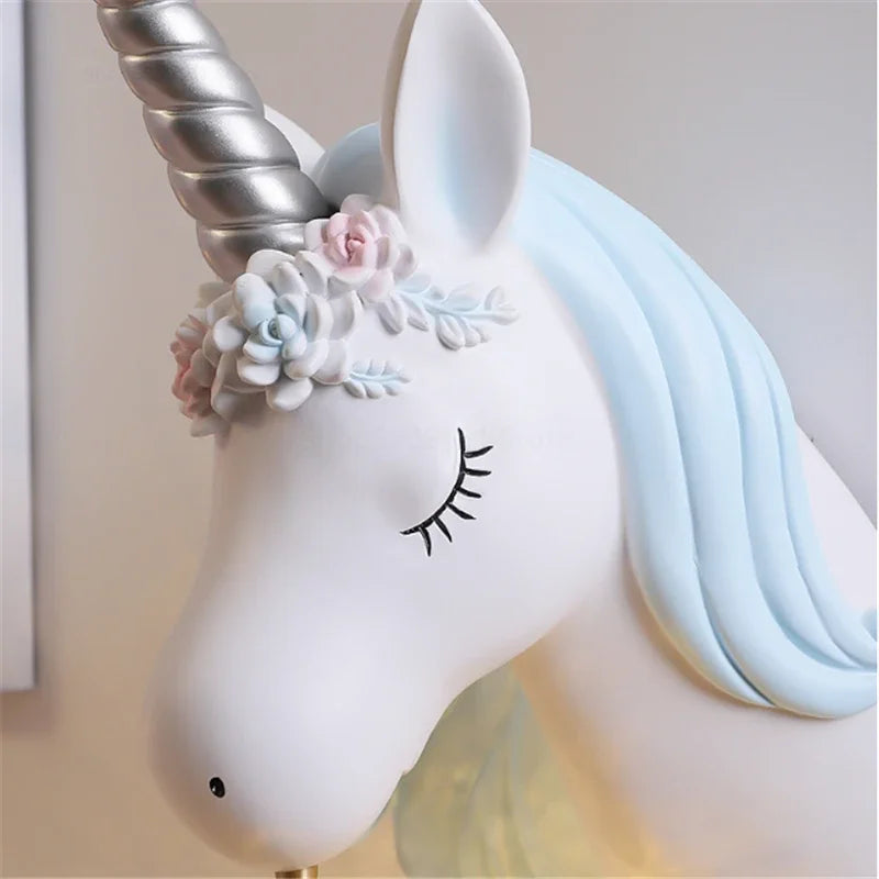 UnicornLicht - Lámpara de pared para habitación infantil moderna con dibujos animados