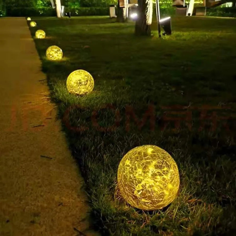 GlowSphere - Solar LED Garden Lamps in Broken Glass Design