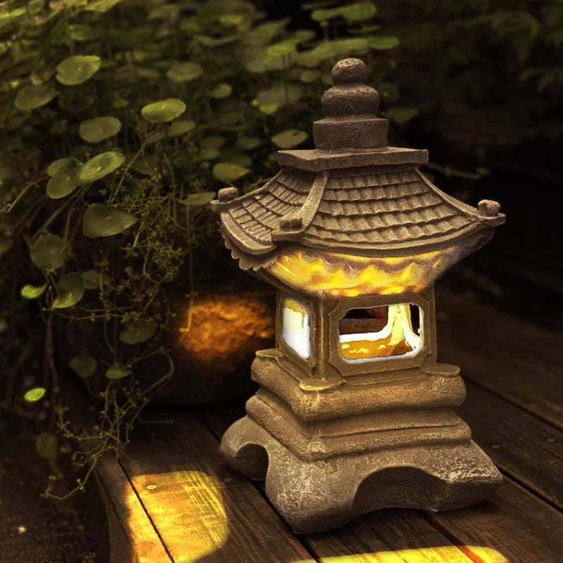 Japanese Garden Lantern – Weatherproof Solar LED Outdoor Lighting for Zen Gardens