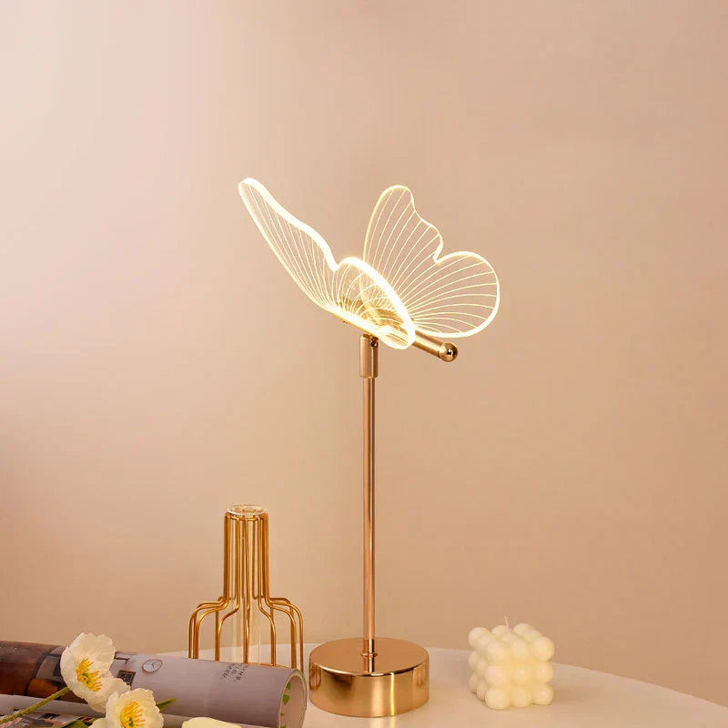 RetroGlow - LED Butterfly Table Lamp in Vintage Design for Living Room & Office