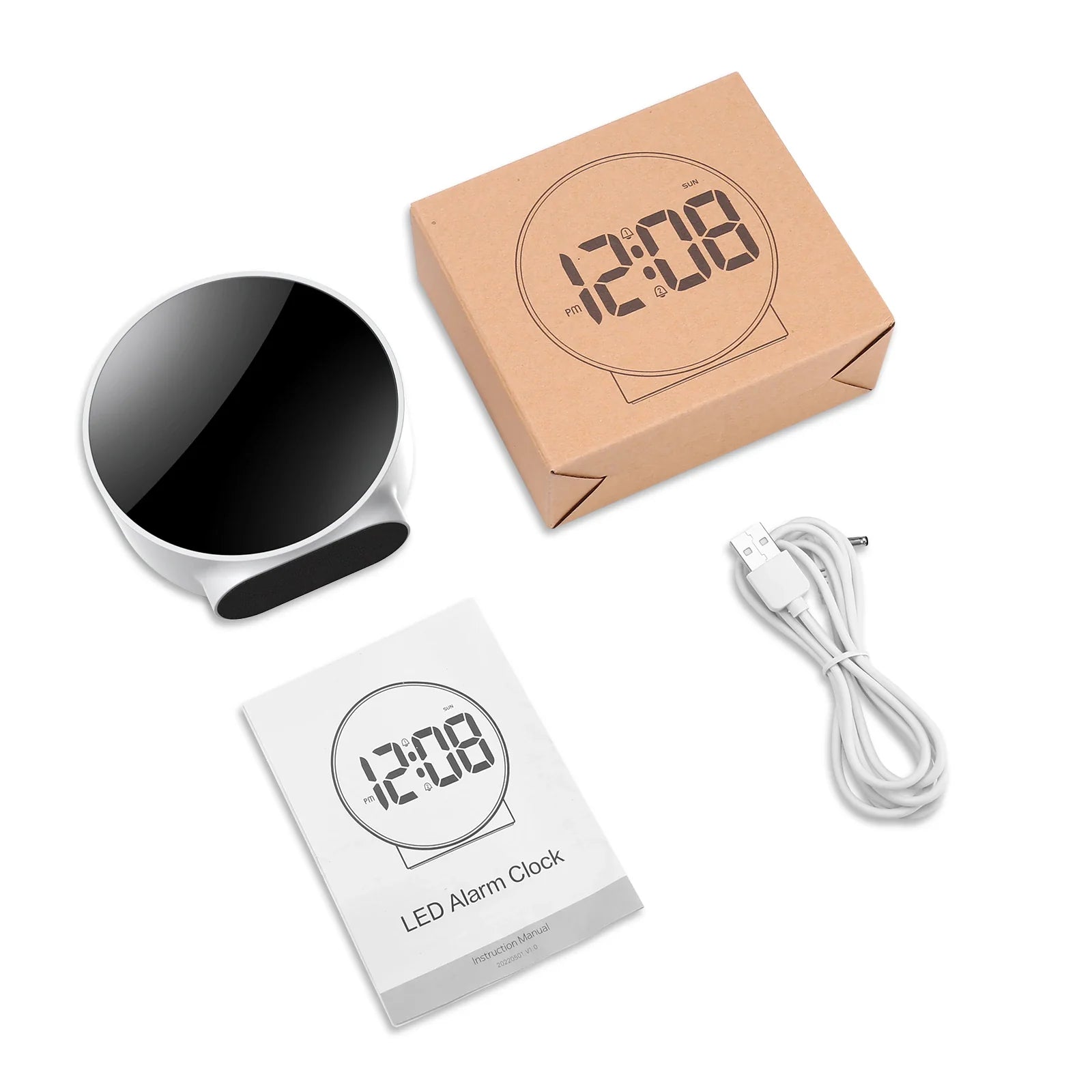 Compact LED Digital Wall Clock with USB Connection