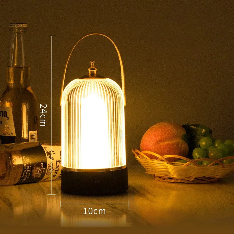 VintageGlow - Candeeiro de Mesa Retro Portátil em Forma de Gaiola para Pássaros – Iluminação LED Ambiente em Design Clássico