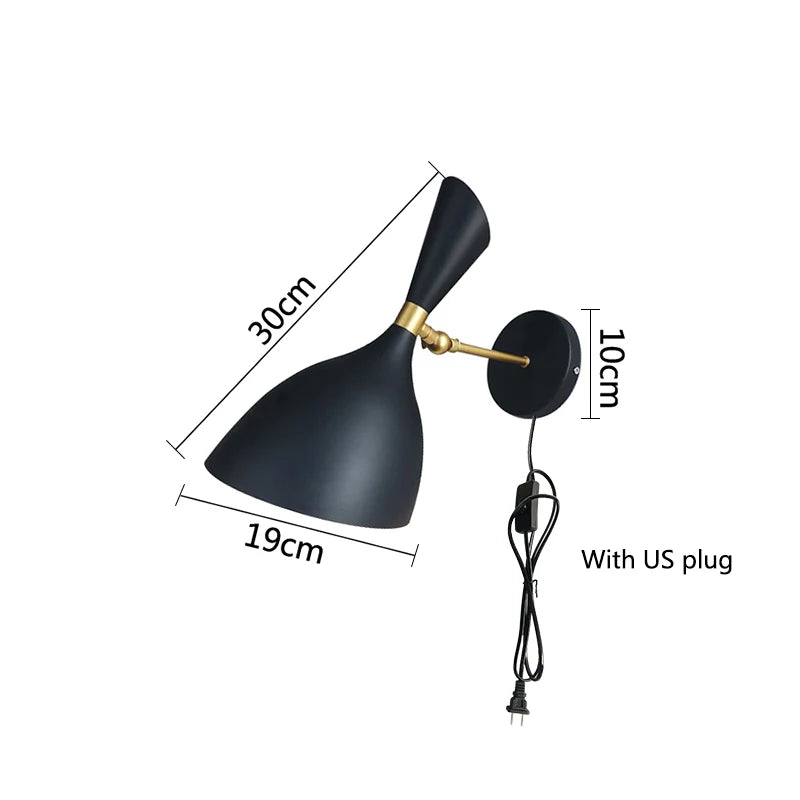 LoftLicht - Lámpara de cama LED para dormitorio estilo industrial de loft, lámpara de pared