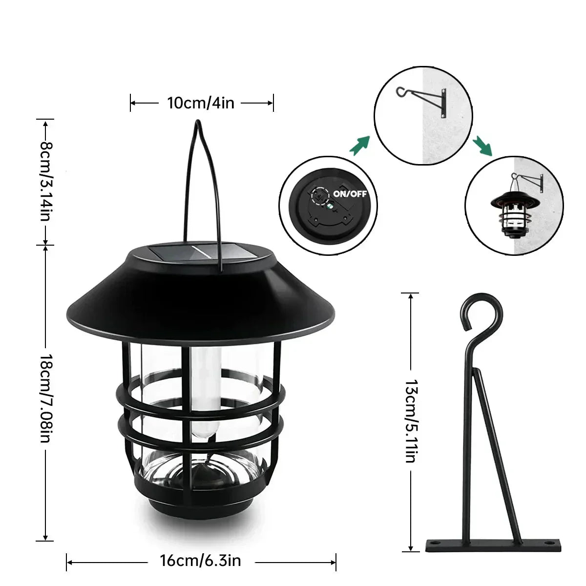 FlameLume - Solar LED Wand Lamp with Flame Effect for Garden and Terrace