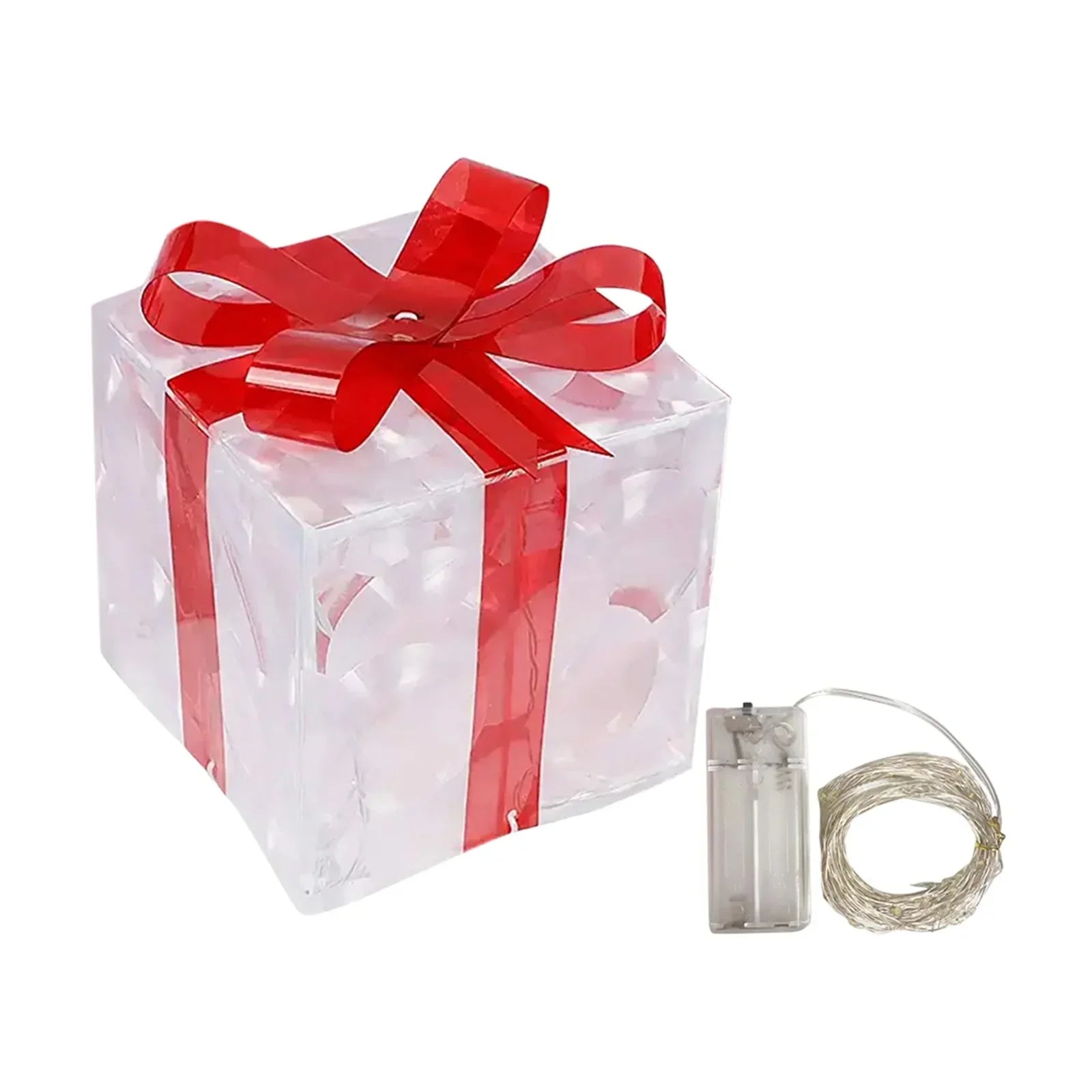 Christmas Shine - Illuminated Gift Box Ornament with Bow