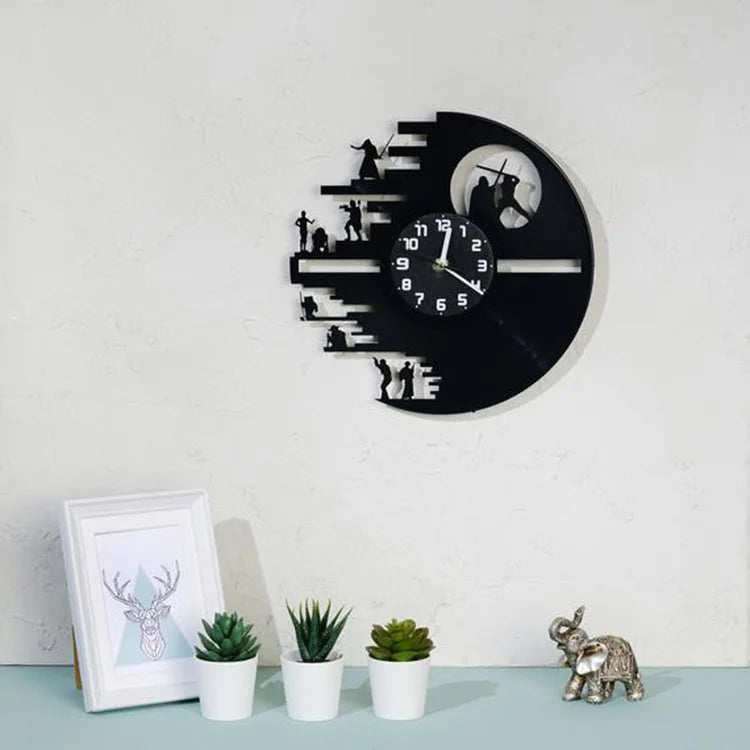 StarWarsVinyl - Reloj de pared LED decorativo para dormitorio y sala de estar