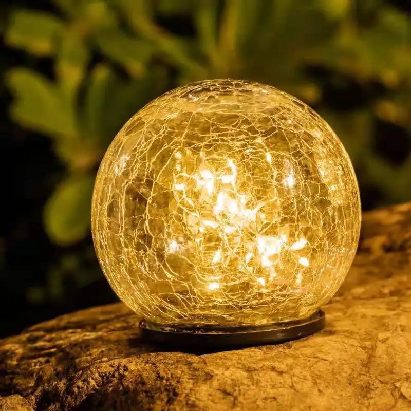 GlowSphere - Solar LED Garden Lamps in Broken Glass Design