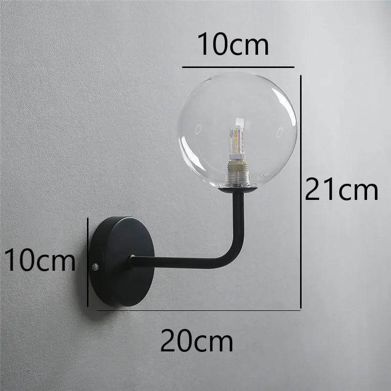 NordicLuxe - Glass Wall Lamp - Modern LED Lamp for Bedroom and Living Room