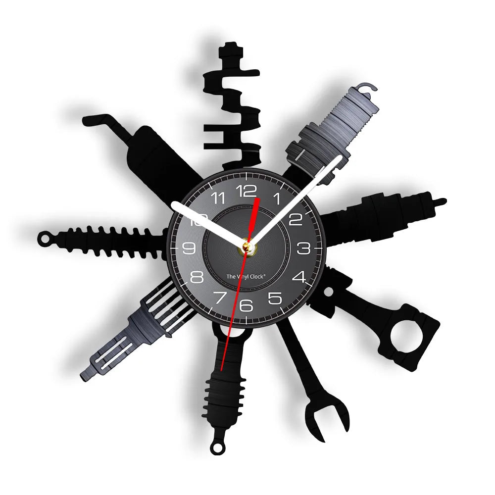 Auto Repair - Vinyl Wall Clock with Modern Garage Design