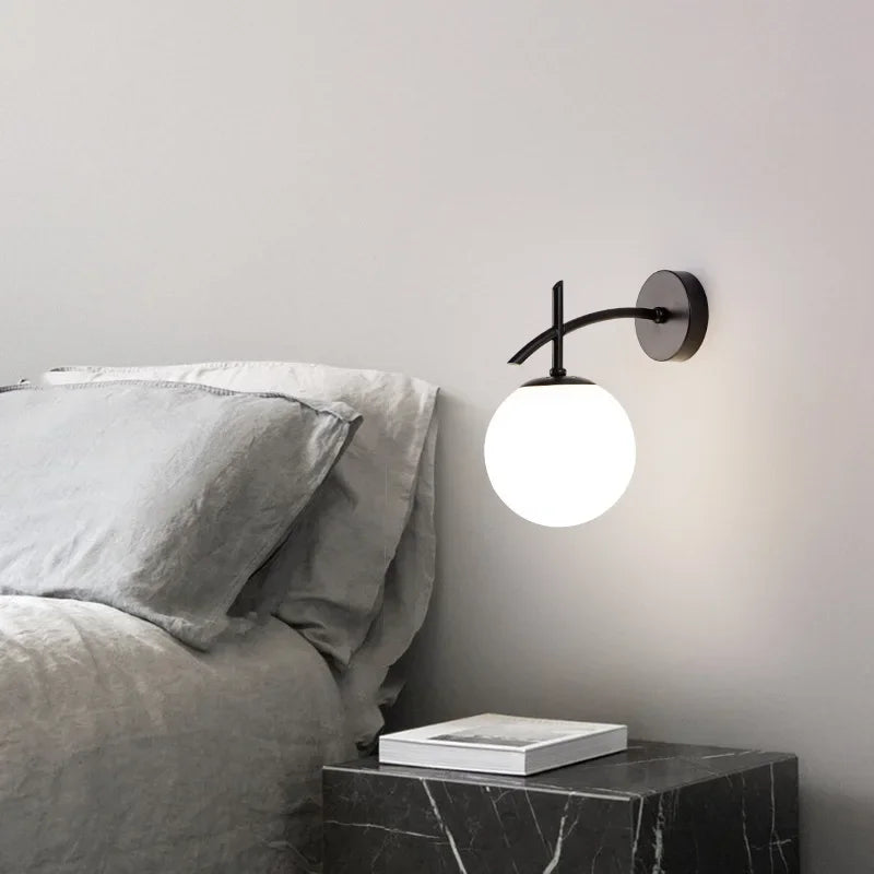 LumiWandlamp - Lampada da parete in vetro per camera da letto Nero Oro Applique