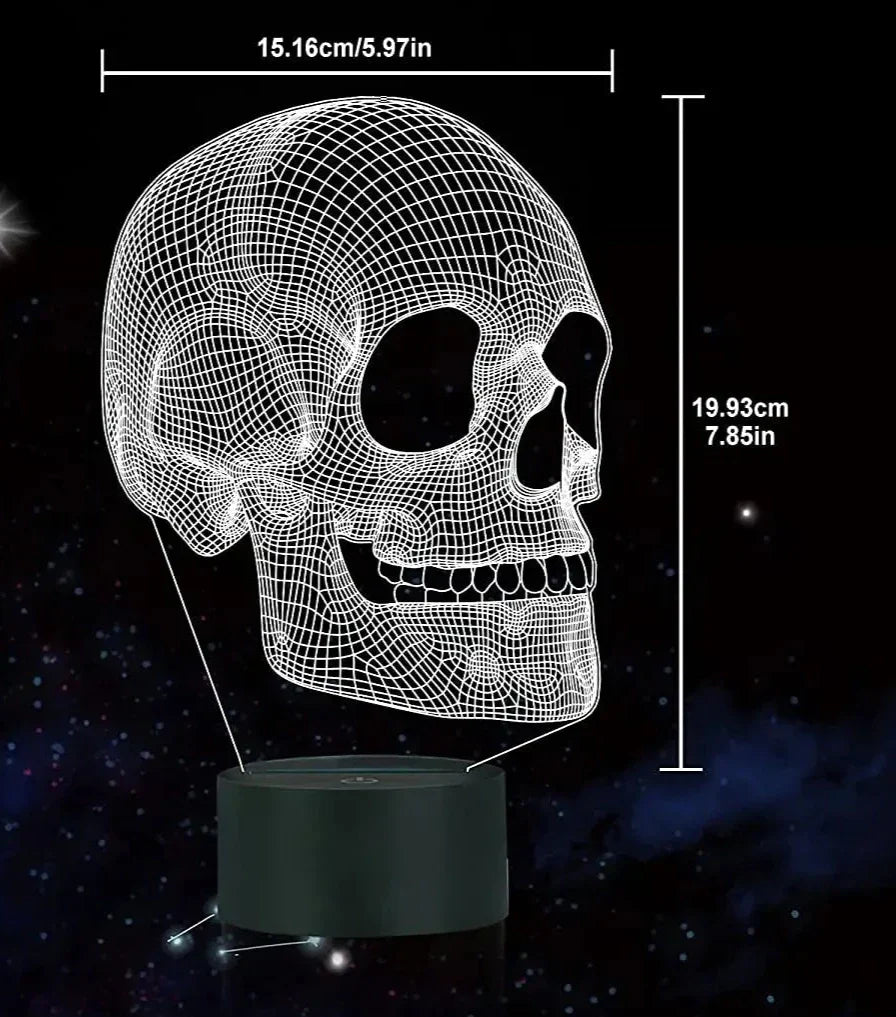 GlowSkull - 3D LED Nachtlampje voor Kinderen met Kleurverandering en Afstandsbediening