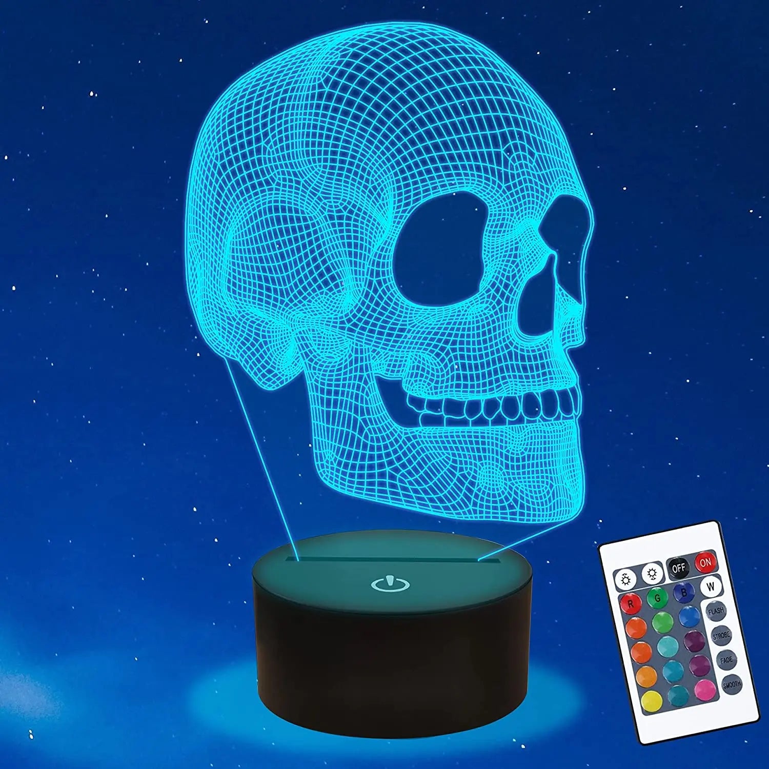 GlowSkull - 3D LED Nachtlampje voor Kinderen met Kleurverandering en Afstandsbediening