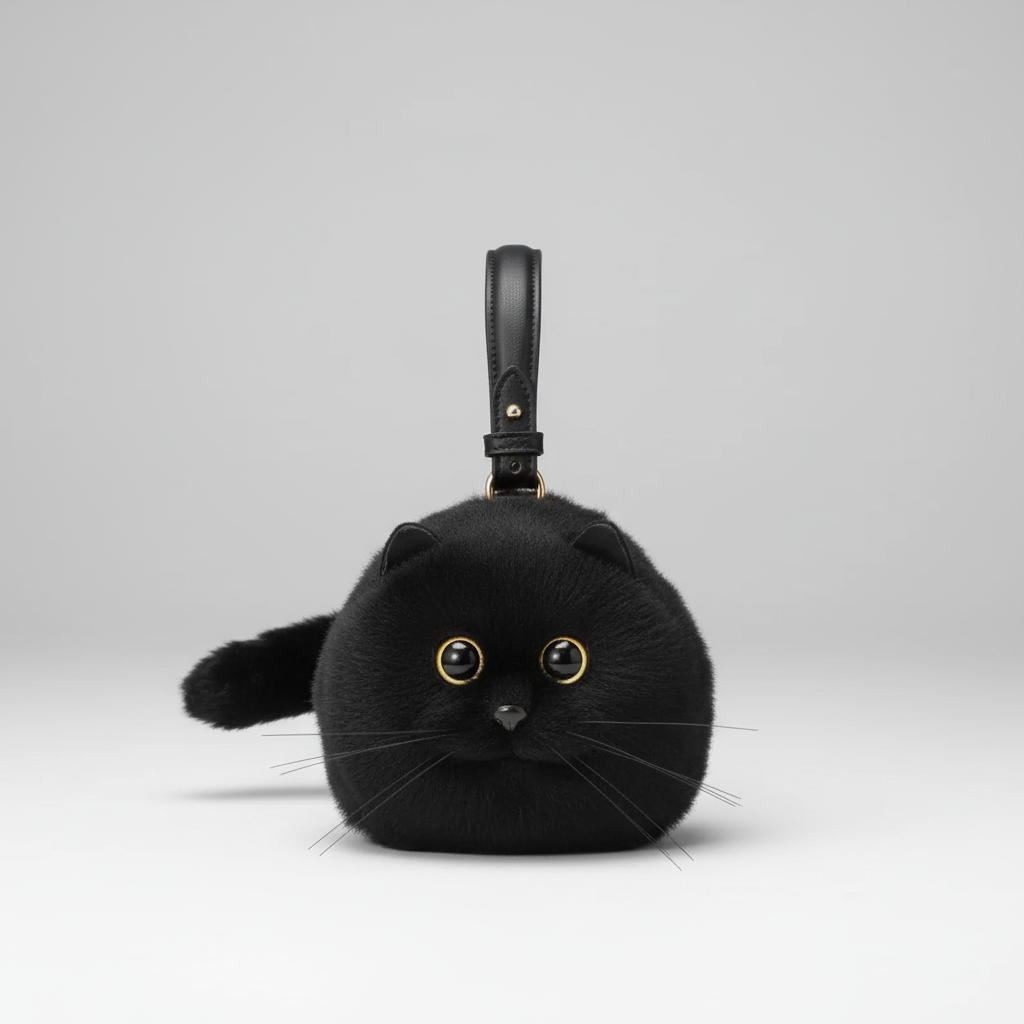 Schattige Kat Handtas Zachte Pluche Draagtas Dierenliefhebbers