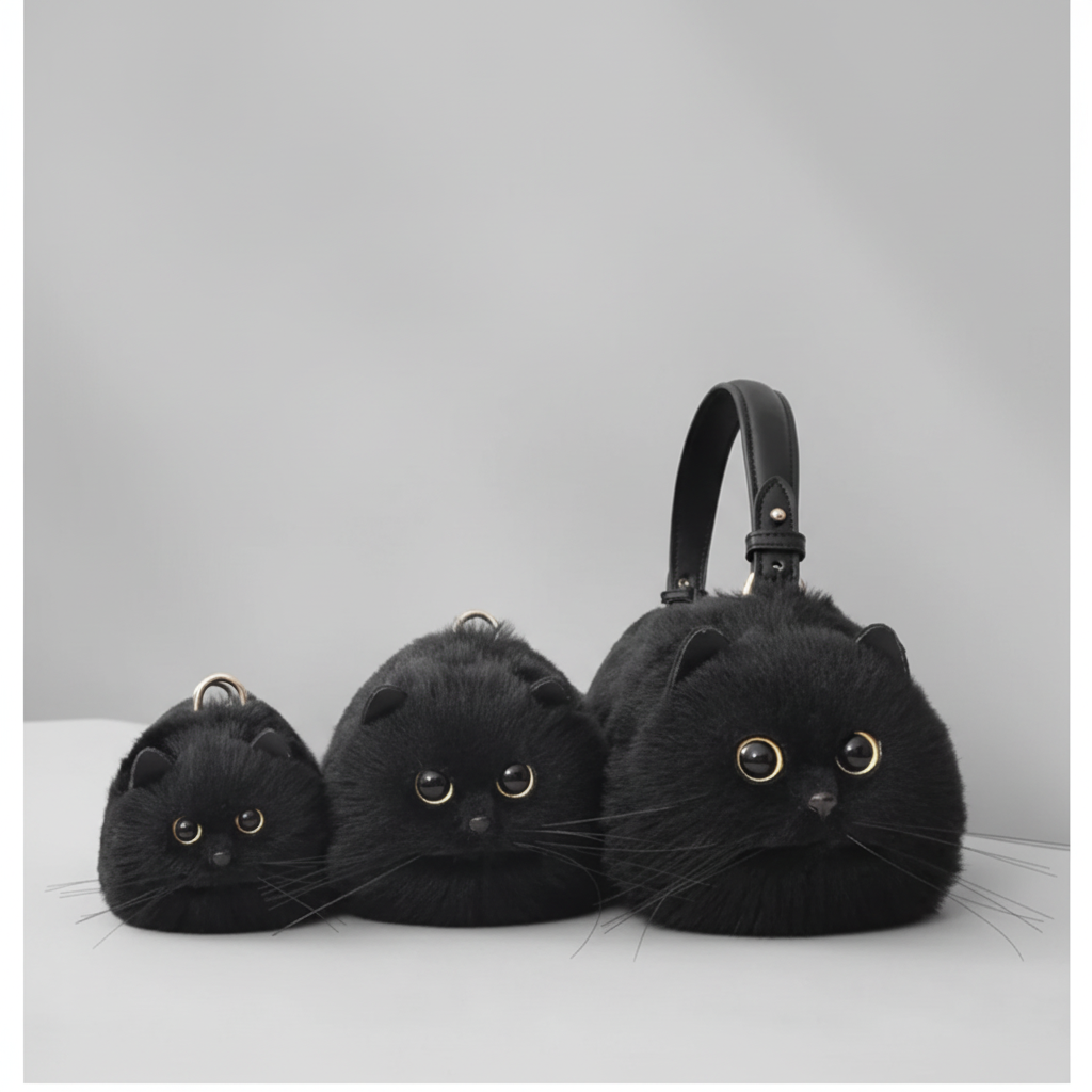 Schattige Kat Handtas Zachte Pluche Draagtas Dierenliefhebbers