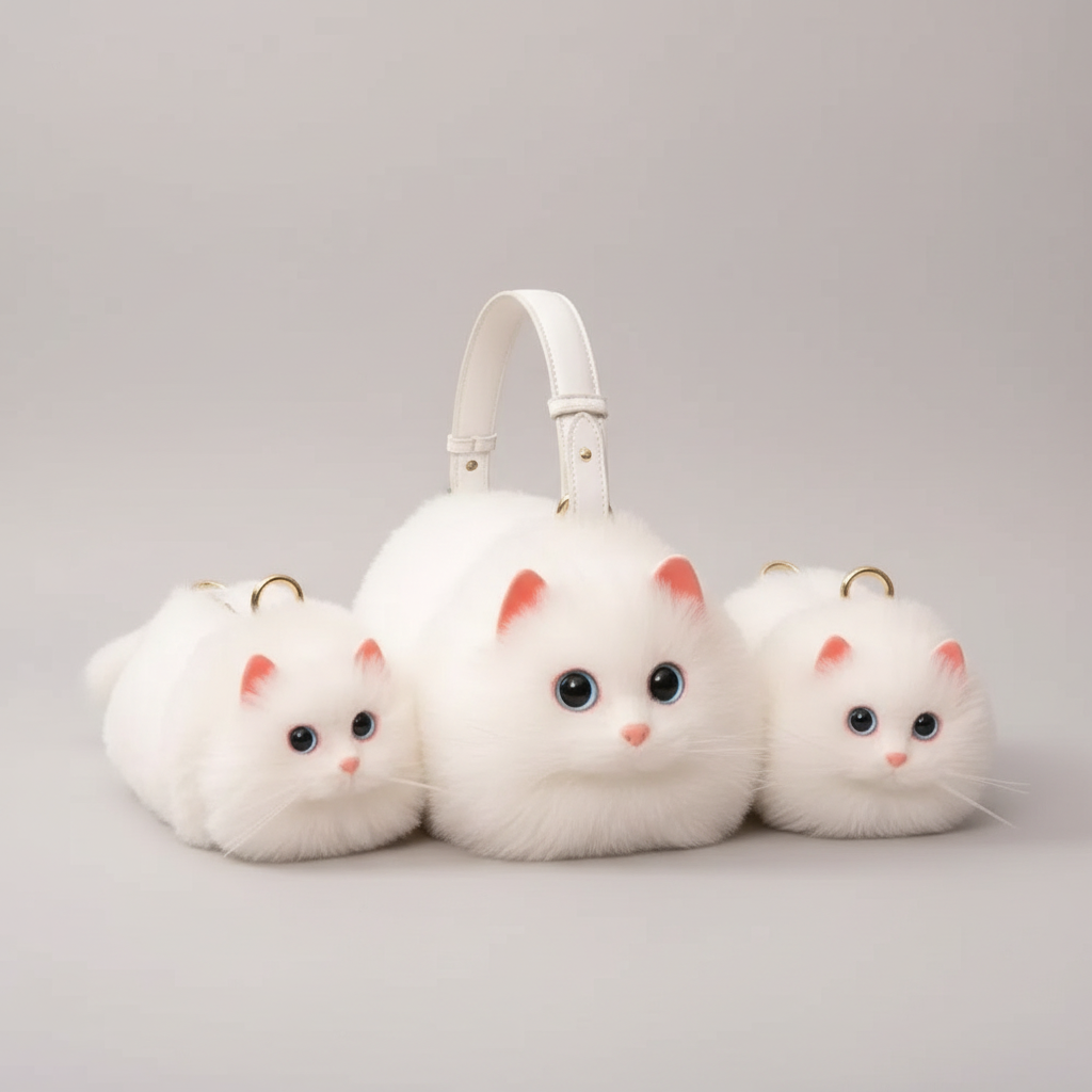 Schattige Kat Handtas Zachte Pluche Draagtas Dierenliefhebbers