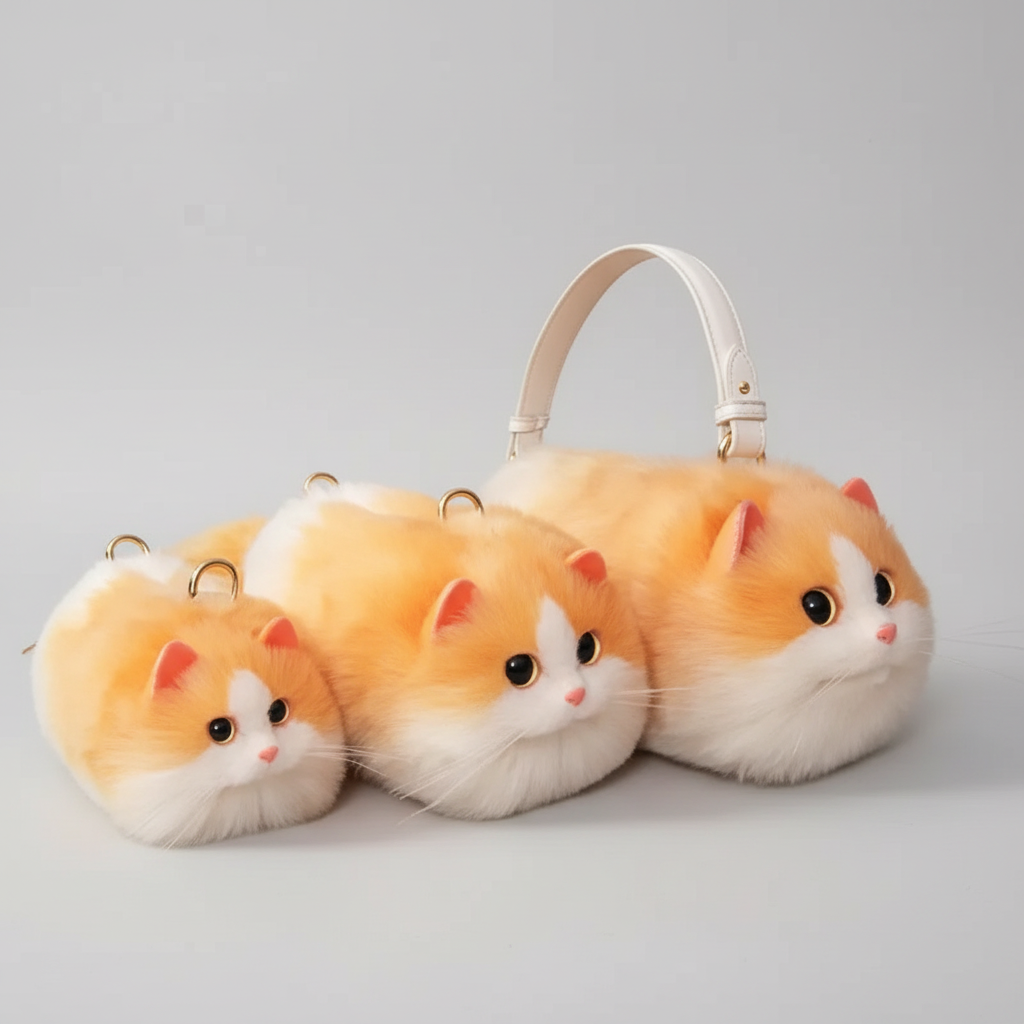 Schattige Kat Handtas Zachte Pluche Draagtas Dierenliefhebbers