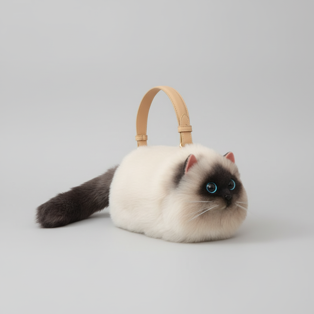 Schattige Kat Handtas Zachte Pluche Draagtas Dierenliefhebbers