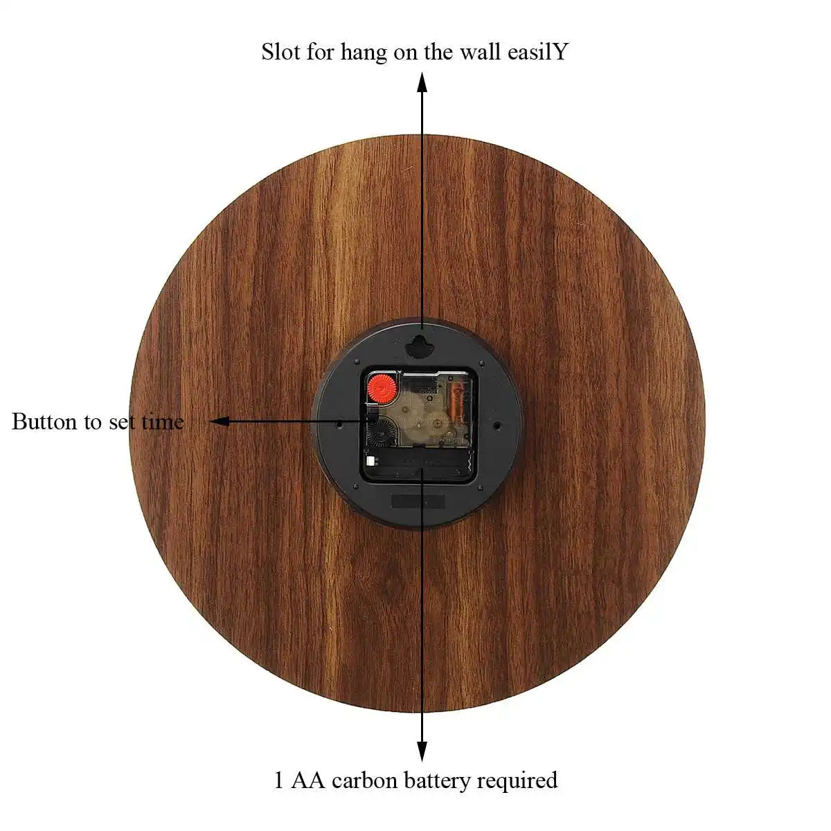 GlowClock - Reloj de pared de madera silencioso con luz nocturna