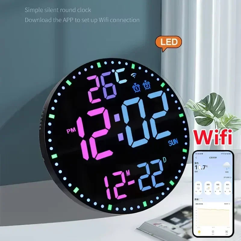WiFiTime - LED Wall Clock With Calendar and Dual Alarm Function