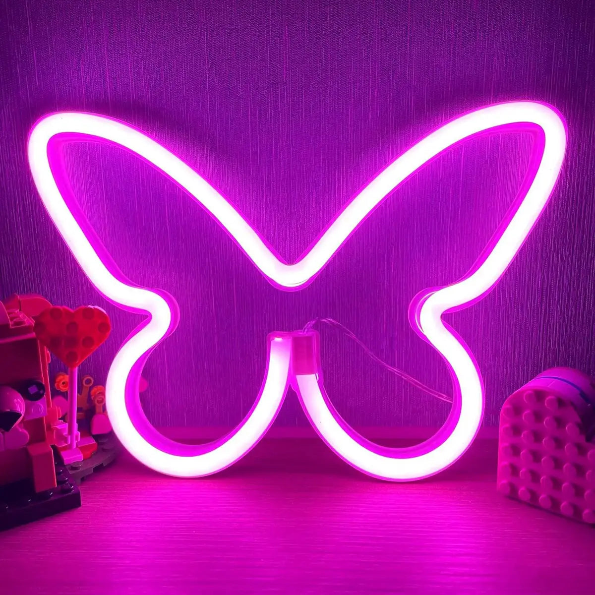 GlowWings - LED Vlinderlamp, Kleurrijke Neon Decoratie voor Kinderkamer en Slaapkamer