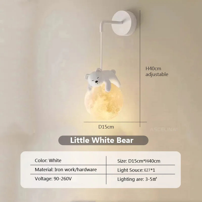 MoonGlow - Lámpara de pared LED creativa para dormitorio y habitación infantil
