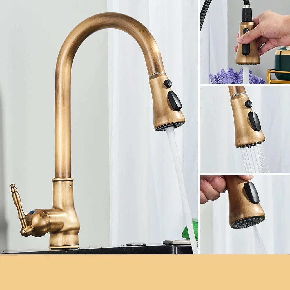 RetroFlow – Antique Brass Kitchen Faucet