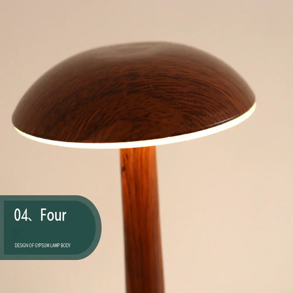LumaWood - Oplaadbare LED Tafellamp met Houten Design, Dimbaar en Draadloos