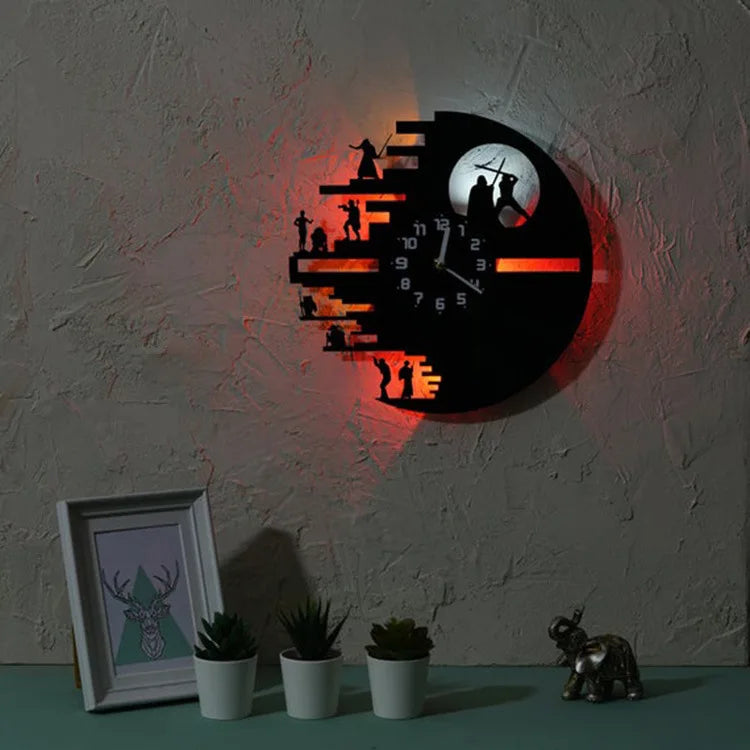 StarWarsVinyl - Reloj de pared LED decorativo para dormitorio y sala de estar