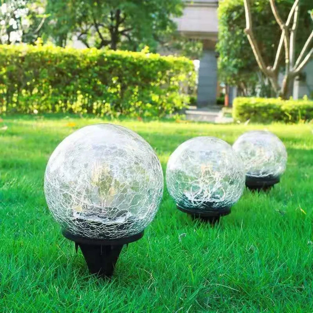 GlowSphere - Solar LED Garden Lamps in Broken Glass Design