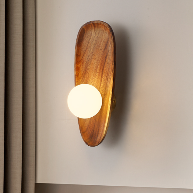 WoodGlo – Lámpara de pared minimalista de madera maciza con iluminación LED