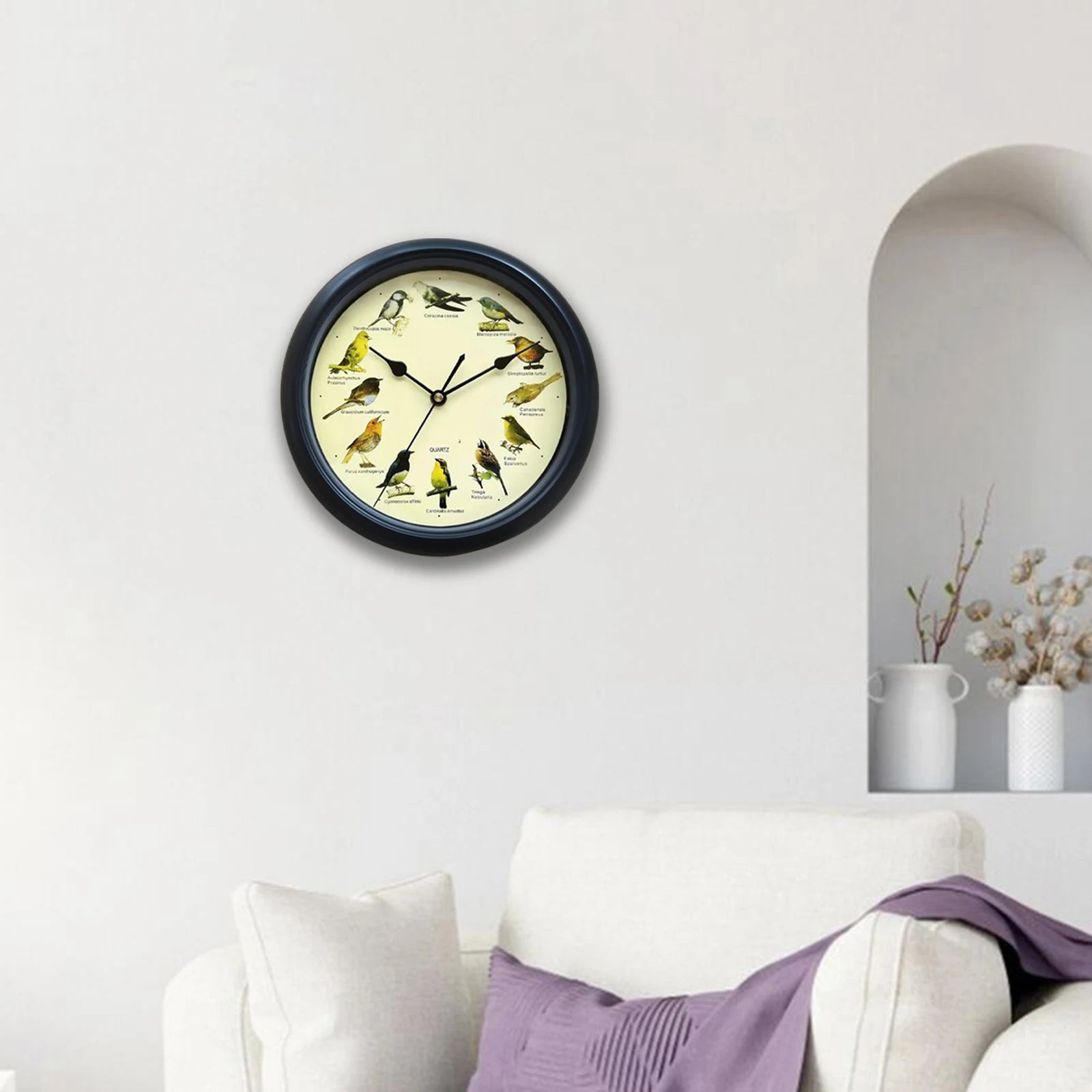 VogelZang - Reloj de pared Zingende Vogel de 10 pulgadas para decoración de hogar elegante