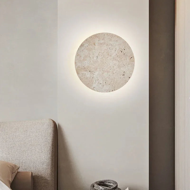 EarthyRadiance - Lámpara de pared de piedra natural con iluminación LED cálida