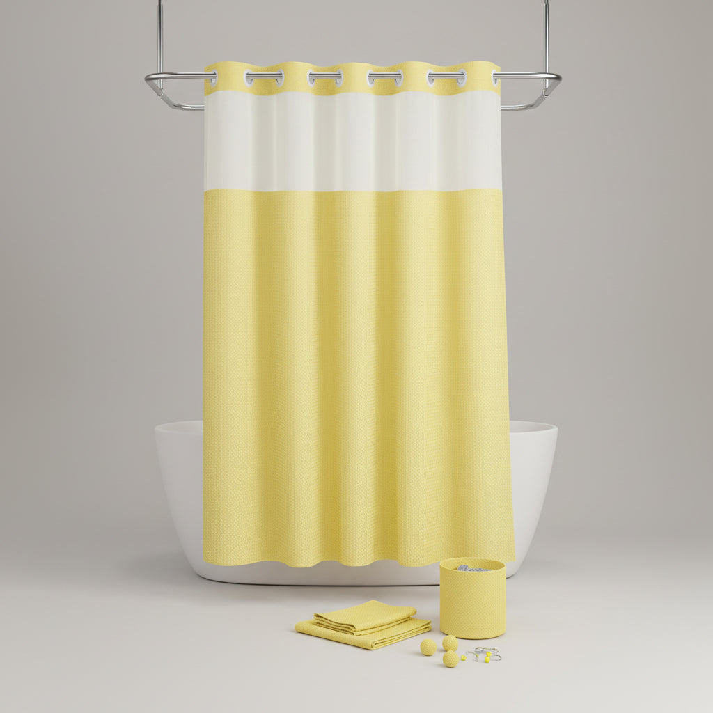 Cortina de Banho Sem Ganchos Forro Impermeável Janela de Privacidade