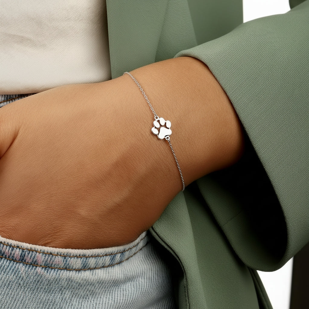 Braçadeira Pegada Personalizada Minimalista Aço Inoxidável