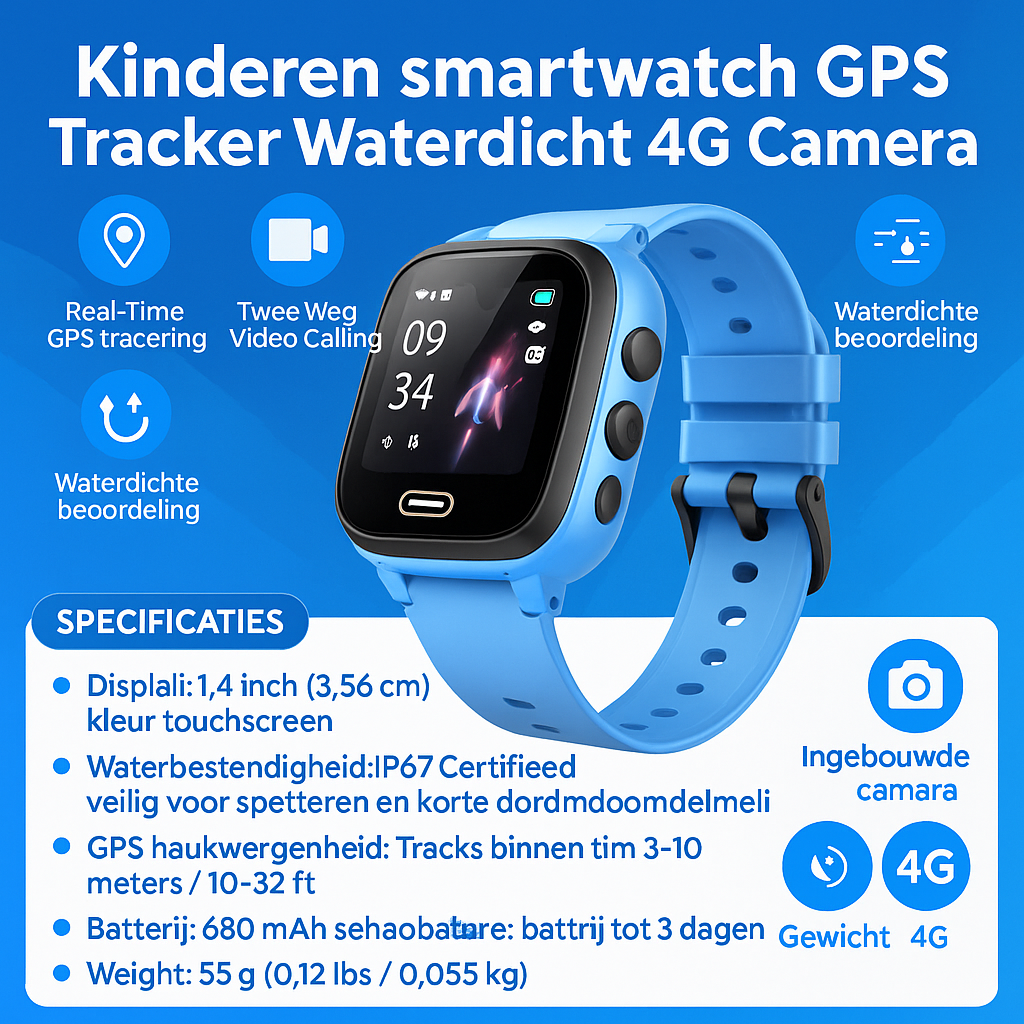 Smartwatch Bambini GPS 4G Impermeabile Orologio Telefonino Bimbi