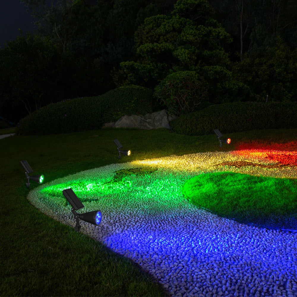 LawnGlow – Faretto da Terra Solare a LED – Illuminazione da Giardino Impermeabile con Spettacolo LED Colorato
