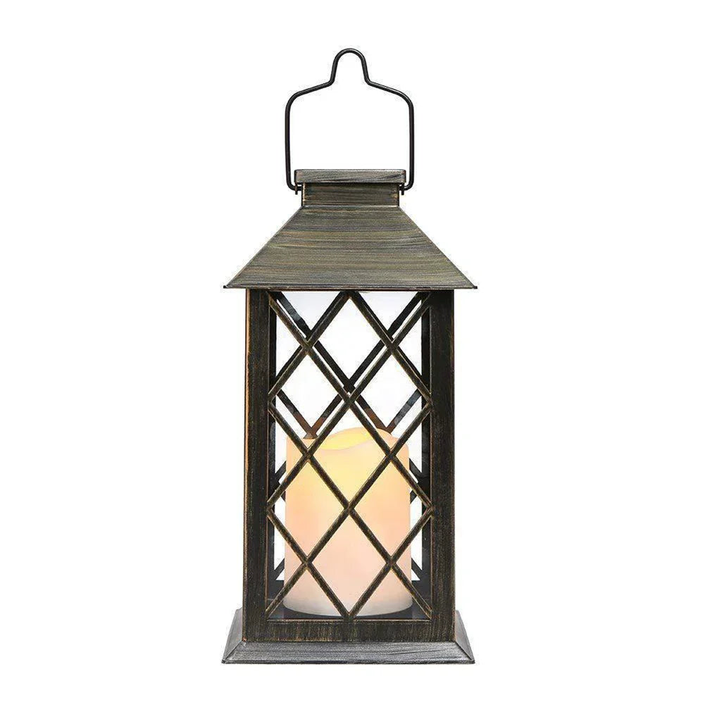LumiLantern - Vintage Solar Garden Lantern with LED Candle - Weatherproof Decoration for Outdoors & Patio