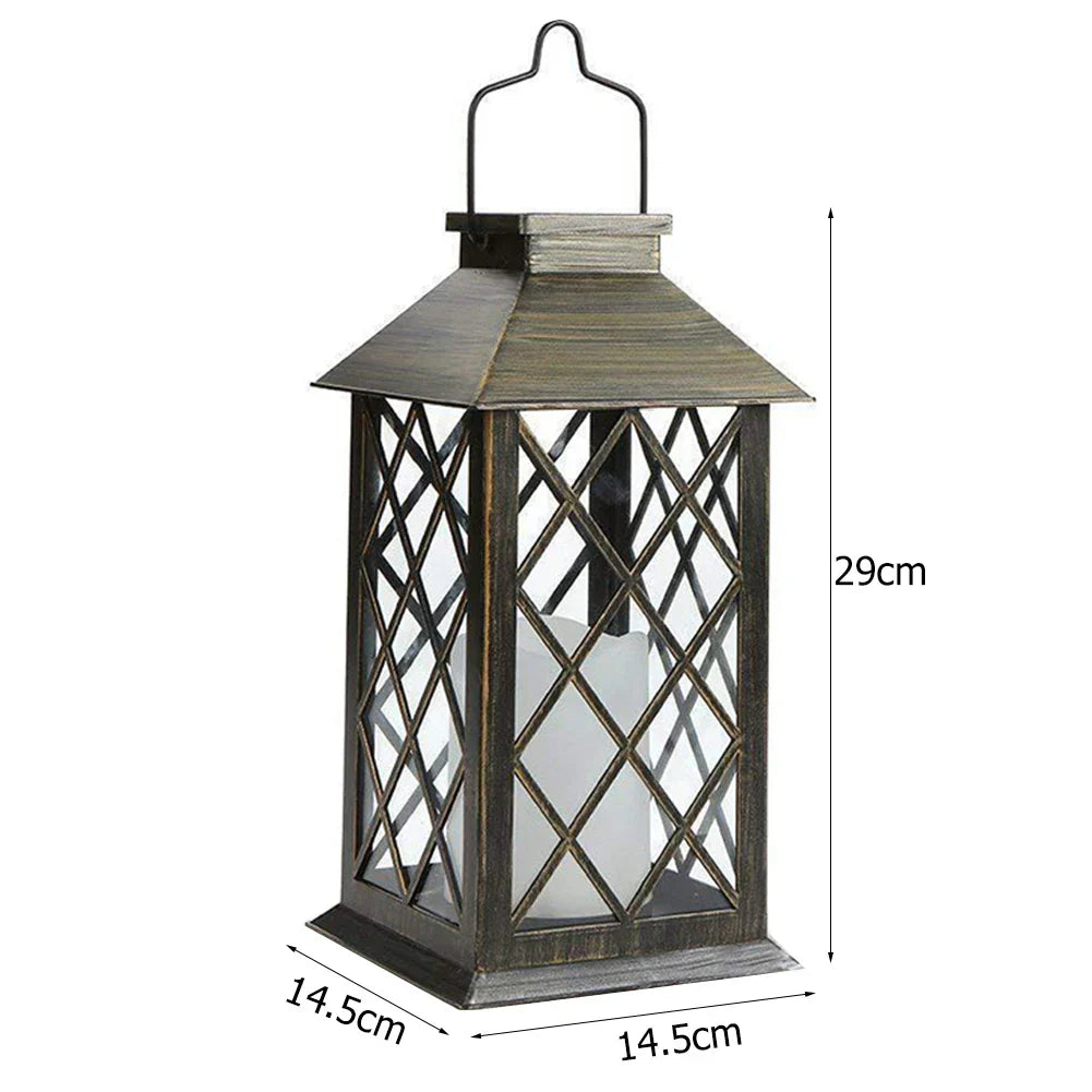 LumiLantern - Vintage Solar Garden Lantern with LED Candle - Weatherproof Decoration for Outdoors & Patio