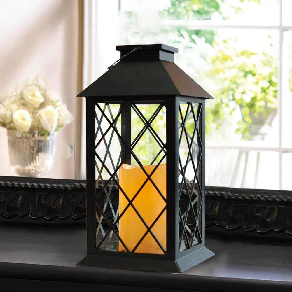 LumiLantern - Vintage Solar Garden Lantern with LED Candle - Weatherproof Decoration for Outdoors & Patio