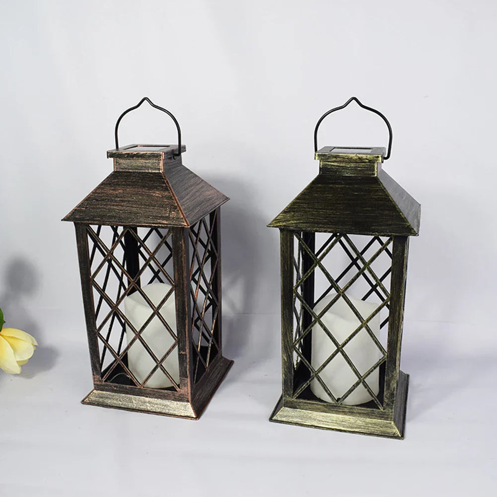 LumiLantern - Vintage Solar Garden Lantern with LED Candle - Weatherproof Decoration for Outdoors & Patio