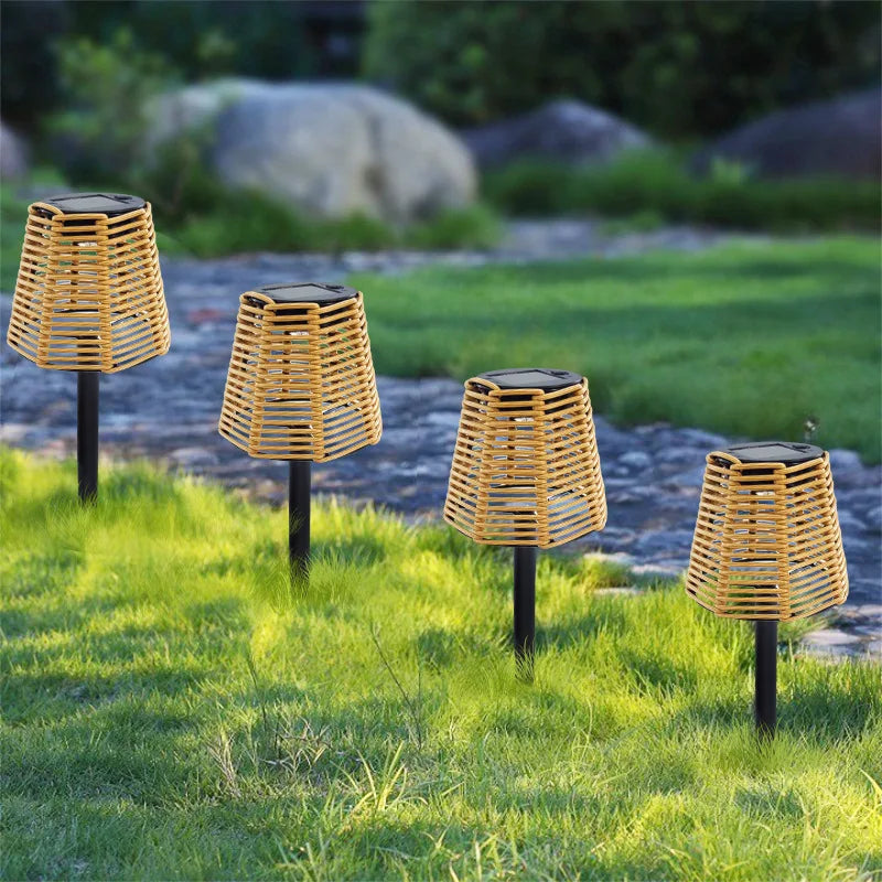 SolarGarden - Solar Energy Rattan Garden Torches – LED Outdoor Lighting for Garden, Terrace & Balcony, Weatherproof and Energy Efficient
