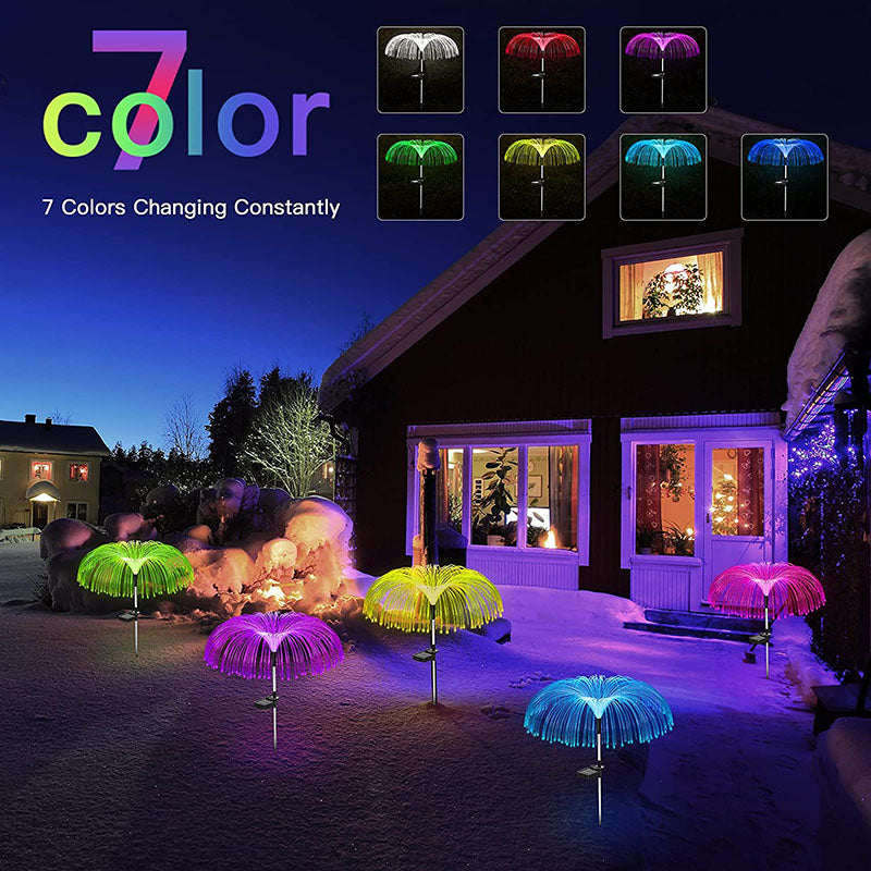 3 Packages Solar Fiber Optic Lights with Jellyfish-shaped Design for the Garden